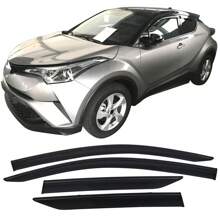 4PCS,Window Visor Compatible With Toyota CHR 2017-2022 Injection Polycarbonate With Black Chrome Trim 4PCS Wind Deflector Rain Guard Shade, 2018 2019 2020 - Xmas Gift For Car Enthusiasts - Smoke/Tinted with Black Chrome Trim - View 1