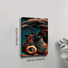 1pc Framed Canvas Poster, Vibrant African Wall Art Canvas Paintings, Ideal Gift For Bedroom Living Room Corridor, Wall Art, Wall Decor, Winter Decor, Room Decoration - 彩色 - 查看 8