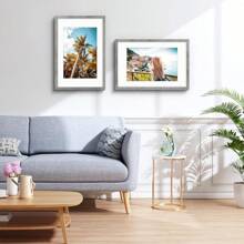 16x24 Picture Frame With Mat For 12x18 Photos - Modern Gray Design, High Definition Glass, Pre-Installed Wall Mount - Grey - View 4