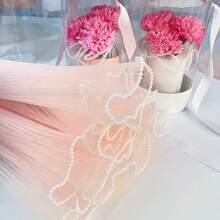 1 pièce Papier d'emballage à fleurs de 28 cm x 4 yards, tissu plissé en faux-perle. Fournitures de fleuriste pour les fêtes, les mariages, les anniversaires. Emballage cadeau, accessoires de bouquet de fleurs, emballage de fleurs fraîches pour la Saint-Valentin, la Fête des Mères