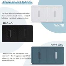 MERAX Tủ đựng đồ ăn nhẹ có 4 cửa, không gian lưu trữ lớn, tủ đựng đồ ăn nhẹ có kệ có thể điều chỉnh và tay cầm bằng bạc cho nhà bếp, phòng ăn, phòng khách, ký túc xá trở lại trường - màu đen - Xem 4