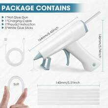 Mini Electric Glue Machine With  Lithium Battery: Portable Kit For Paper, Plastic, Leather & Metal Projects (White) - 白色 - 查看 3