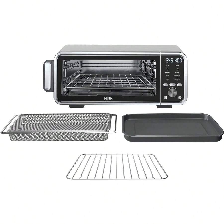 10 en 1 Horno de aire digital con capacidad extragrande, altura extendida, cuerpo de acero inoxidable y control de temperatura (plateado y negro, renovado) - 1 - Ver 1
