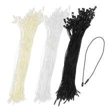 100pcs Polyester Ropes 7.7 Inches White Beige Black Hang Price Tag String Snap Lock Pins Loop Fastener Hook Ties For Clothes Tags Luggage Label