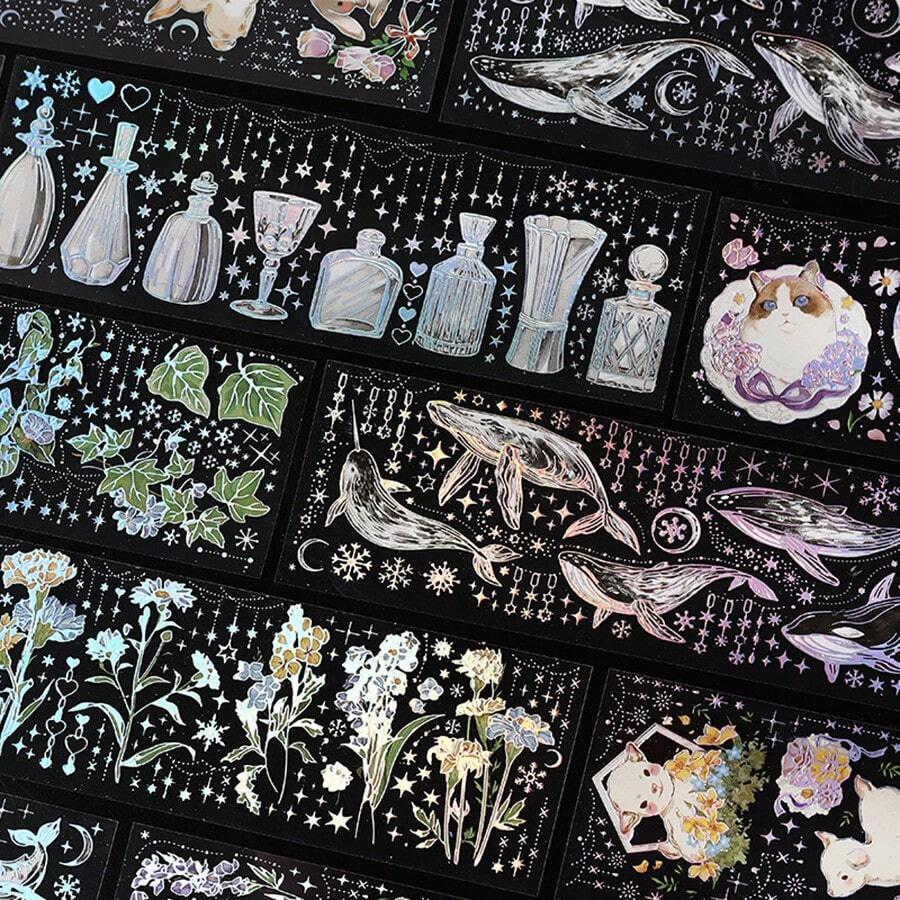 3 Pcs/Pack Vintage Floral And Animal Stickers, Creative Aesthetic Stickers, Holiday Gifts, DIY Crafts Materials, Personalized Scrapbooking Supplies