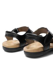 Women's Arch Support Flat Sandals T-Strap Orthopedic Sandals With Adjustable Hook And Loop Strap Simple Comfortable Summer Vacation Casual Beach Sandals Shoes - 黑色 - 查看 9