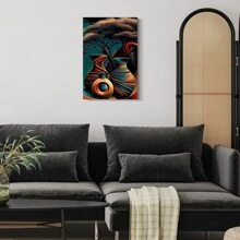 1pc Framed Canvas Poster, Vibrant African Wall Art Canvas Paintings, Ideal Gift For Bedroom Living Room Corridor, Wall Art, Wall Decor, Winter Decor, Room Decoration - 彩色 - 查看 3