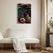 1pc Framed Canvas Poster, Vibrant African Wall Art Canvas Paintings, Ideal Gift For Bedroom Living Room Corridor, Wall Art, Wall Decor, Winter Decor, Room Decoration - 彩色 - 查看 4