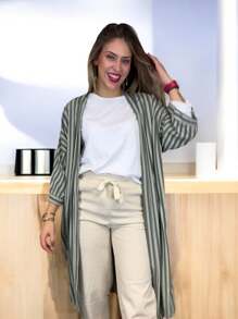 EverlyX Long Striped Kimono With 3/4 Sleeves In Various Colors - Women's Fashion - Shipping From Spain In 24/48 Hours