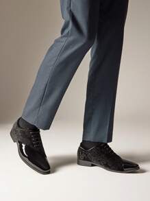 Men's Dress Shoes Classic Lace-Up Caden Glossy Velvet Formal Oxford For Business Dinners  Parties Cocktail Events Weddings  Valentine's Day Gifts - màu đen - Xem 10