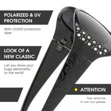 Polarized Sunglasses For Women, Rhinestone Wrap Around Sunglasses With UV Protection Lens LS008
