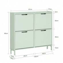 SoBuy 4 Flip-Drawers Shoe Cabinet Shoe Rack Shoe Storage Cupboard Organizer Unit Light Green W100 X D19 X H90cm FSR100-GR - Green - View 4