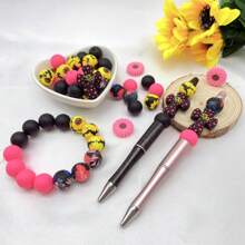34/86 piezas Set de cuentas de silicona multicolor con formas de margarita, girasol y cruz, manualidades de joyería DIY para hacer llaveros, pulseras, collares, bolígrafos con cuentas