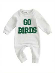 Mono de sudadera para bebé niña de 0 a 24 meses, acogedor, con forro polar y letras bordadas, manga larga, largo completo, cierre a presión, apto para pañales, conjunto de otoño e invierno con parches de animales, colores neutros/pasteles, citas para jugar, vacaciones, sesión de fotos navideña. - Gris - Ver 1