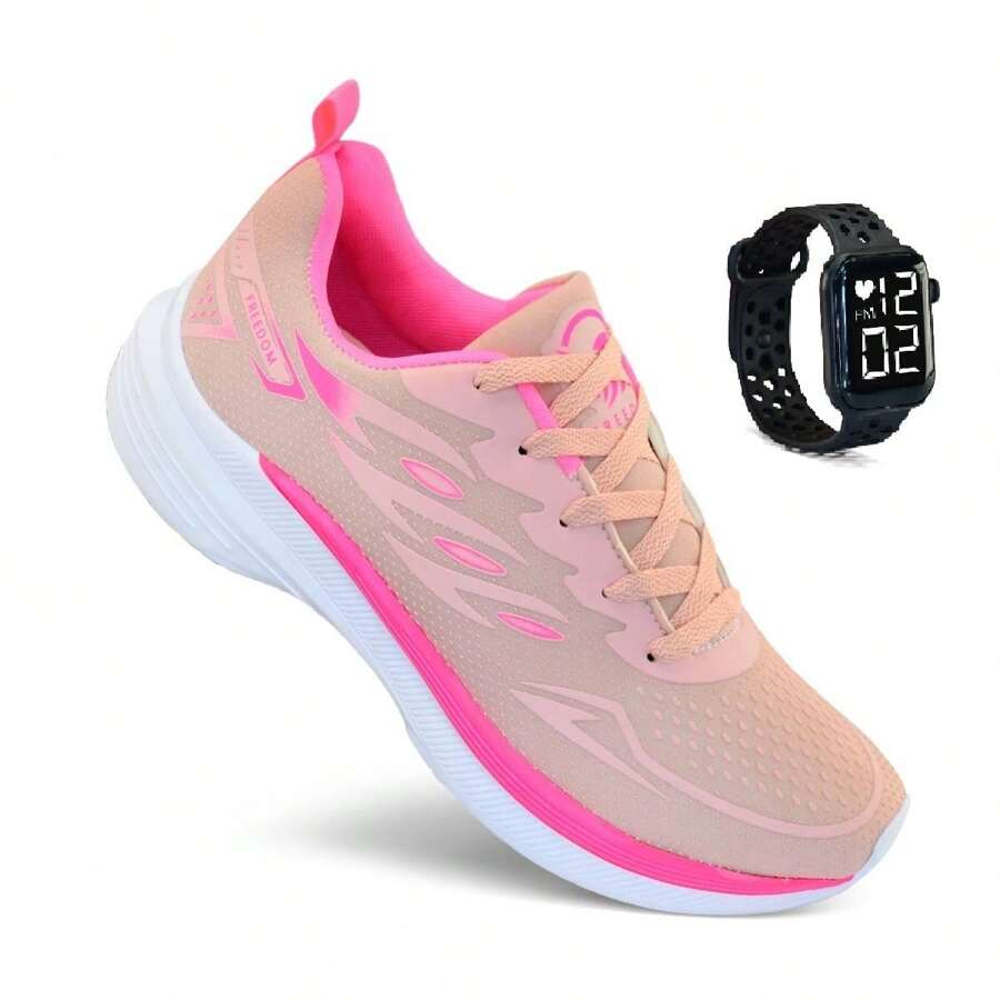 Women Sports Shoes - 玫紅色 - 查看 1