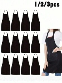 1/2/3pcs Oil-Proof With Pockets Kitchen Apron,Simple Style Apron With Pockets, Thickened Waist Apron, Fashion Housework Kitchen Household Workwear, Kitchen Supplies - Dirt-Resistant Waist Apron And Waist-Length For Cooking And Catering Men And Women Kitchen Supplies Fashionable Kitchen Workwear - Multicolor - View 1