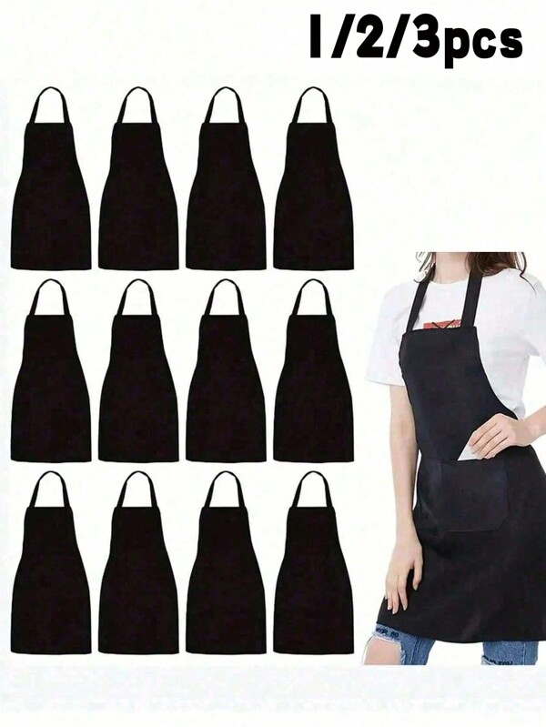 1/2/3pcs Oil-Proof With Pockets Kitchen Apron,Simple Style Apron With Pockets, Thickened Waist Apron, Fashion Housework Kitchen Household Workwear, Kitchen Supplies - Dirt-Resistant Waist Apron And Waist-Length For Cooking And Catering Men And Women Kitchen Supplies Fashionable Kitchen Workwear