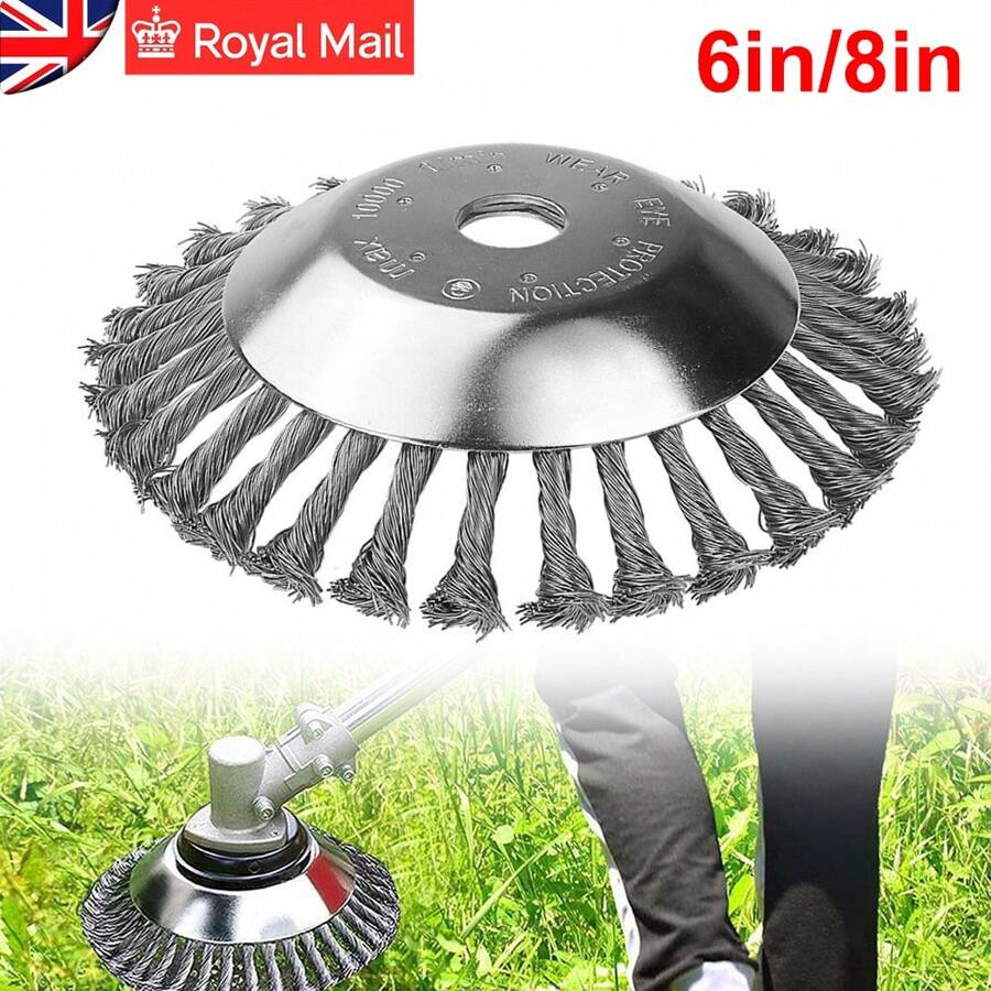 6/8 Inch Garden Grass Strimmer Head Mower Brush Cutter Blade Solid Steel Wire Rotary Multiple Functions & Durable - Silver - View 1