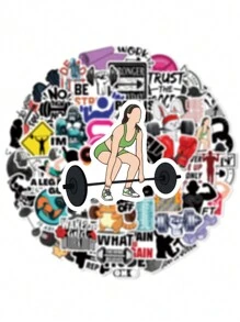 50 张激励健身贴纸、肌肉、杠铃和哑铃贴纸、健美贴纸、防水贴纸，适用于水瓶、书籍、笔记本电脑、学校用品、返校 - 彩色 - 查看 6