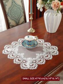 100% 涤纶面料，精致水溶镂空蕾丝双色流苏边餐垫，餐桌装饰，适用于厨房、书桌、茶几、梳妆台、客厅、卧室、庭院、室内外、露营、别墅、节日、派对、聚会、节日装饰、派对和婚礼装饰，1 件装 - 白色 - 查看 10