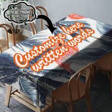 One Customizable Floral And Flamingo Pattern Tablecloth, Made Of Polyester Knit Fabric, Machine-Made, Can Customize Family Blessing Text, Perfect Home And Dining Decor Gift, Suitable For All Seasons - Multicolor - View 49