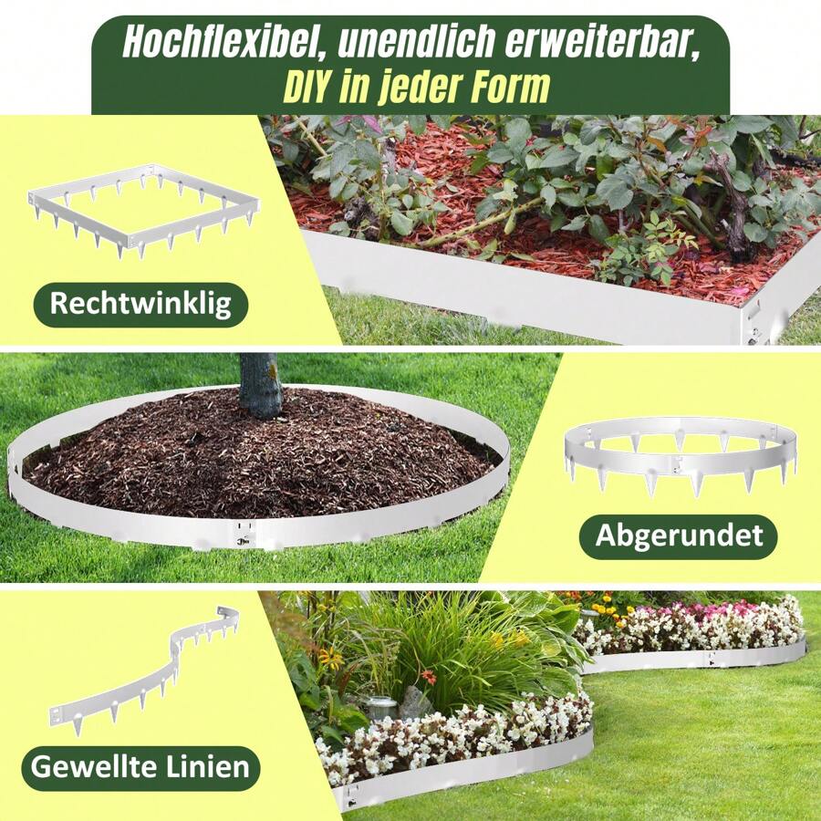 Jiubiaz Rasenkante mit Spitzen Metall 100 x 18 cm 5m Beeteinfassung