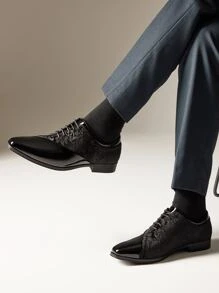 Men's Dress Shoes Classic Lace-Up Caden Glossy Velvet Formal Oxford For Business Dinners  Parties Cocktail Events Weddings  Valentine's Day Gifts - màu đen - Xem 2