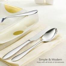 40-Piece Silverware Set, Stainless Steel Flatware Service For 8, Modern Tableware Cutlery For Home, Elegant Eating Utensils Include Knives/Spoons/Forks, Mirror Polished, Dishwasher Safe