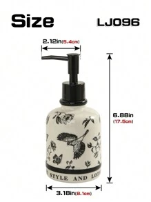 1pc Floral Ceramic Dispenser Bottle, Suitable For Home/Hotel, Bathroom Use, Refillable Bottle Back To School