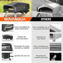 NOVANGUA Horno para pizza de gas, Horno de pizza portátil de 12", acero inoxidable, con termómetro incluido, control de temperatura ajustable, piedra para pizza giratoria, apto para exteriores - 1 - Ver 3