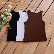 Kit 3 Regatas Canelada Listrada e Lisa Ribana Camiseta Básica Blusa Dia a Dia Moda Gringa Regata Casual