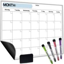 Magnetic Dry Erase Calendar For Refrigerator Starting From Monday - 17x12" Monthly Calendar Whiteboard For Fridge - No Stains Or Ghosts - White Board Planner - 4 Dry Erase Markers And Large Eraser