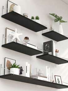 1pc Wall Shelf Rack Hanging Storage Unit No-Drill, Wooden Wall Mount Display Shelves, Bedroom Kitchen Organizer Room Decor