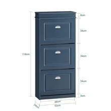 SoBuy 3 抽屉翻盖鞋柜鞋架鞋子收纳柜收纳盒蓝色 W53 X D24 X H118cm FSR94-B - 藍色 - 查看 3