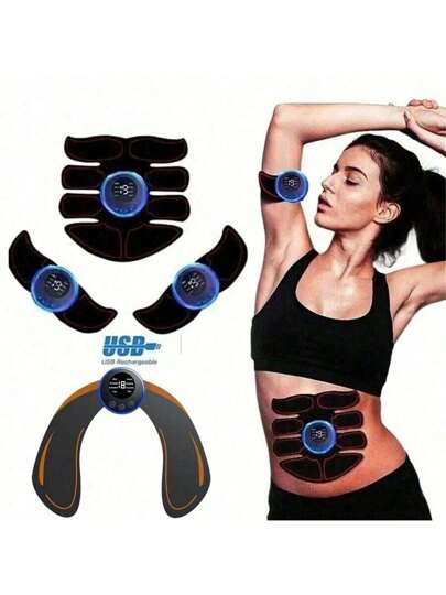 AXH. Stymulator mięśni brzucha 4 w 1, urządzenie do modelowania mięśni, przenośny trenażer mięśni, inteligentny bezprzewodowy sprzęt fitness, unisex, odpowiedni do ćwiczeń brzucha/ramion/nóg, do użytku domowego i biurowego