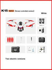El nuevo dron K15 MAX con control remoto está equipado con un controlador remoto actualizado con pantalla, lo que permite la transmisión de imagen en alta definición en tiempo real. Es un quadcóptero para fotografía aérea, equipado con una cámara de alta definición - Blanco - Ver 11