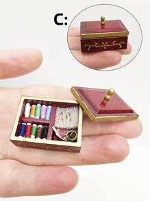 1 Set Mini Sewing Box Kit For Dollhouse, Includes Mini Thread, Scissor, Ruler Toy, Suitable For Dollhouse Accessories Decoration - Multicolor - View 17