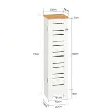 SoBuy BZR85-W Freestanding Toilet Roll Holder, Toilet Cabinet, Toilet Paper Storage, Bathroom Shelf, Bathroom Cabinet, Side Cabinet, Bathroom Furniture, White-Natural, WDH Approx.: 20x75x18cm - White - View 2