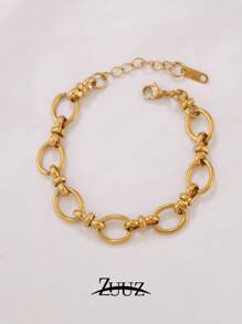 1件朋克复古不锈钢粗圆链手链，女士日常配饰 - 手鍊 - 查看 9