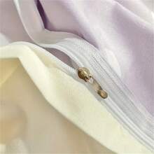 3pcs Soft And Comfortable Ins Style Pink Small Floral Double-Layer Yarn, 1 Duvet Cover+2 Pillowcases Set - Love Gray - View 3