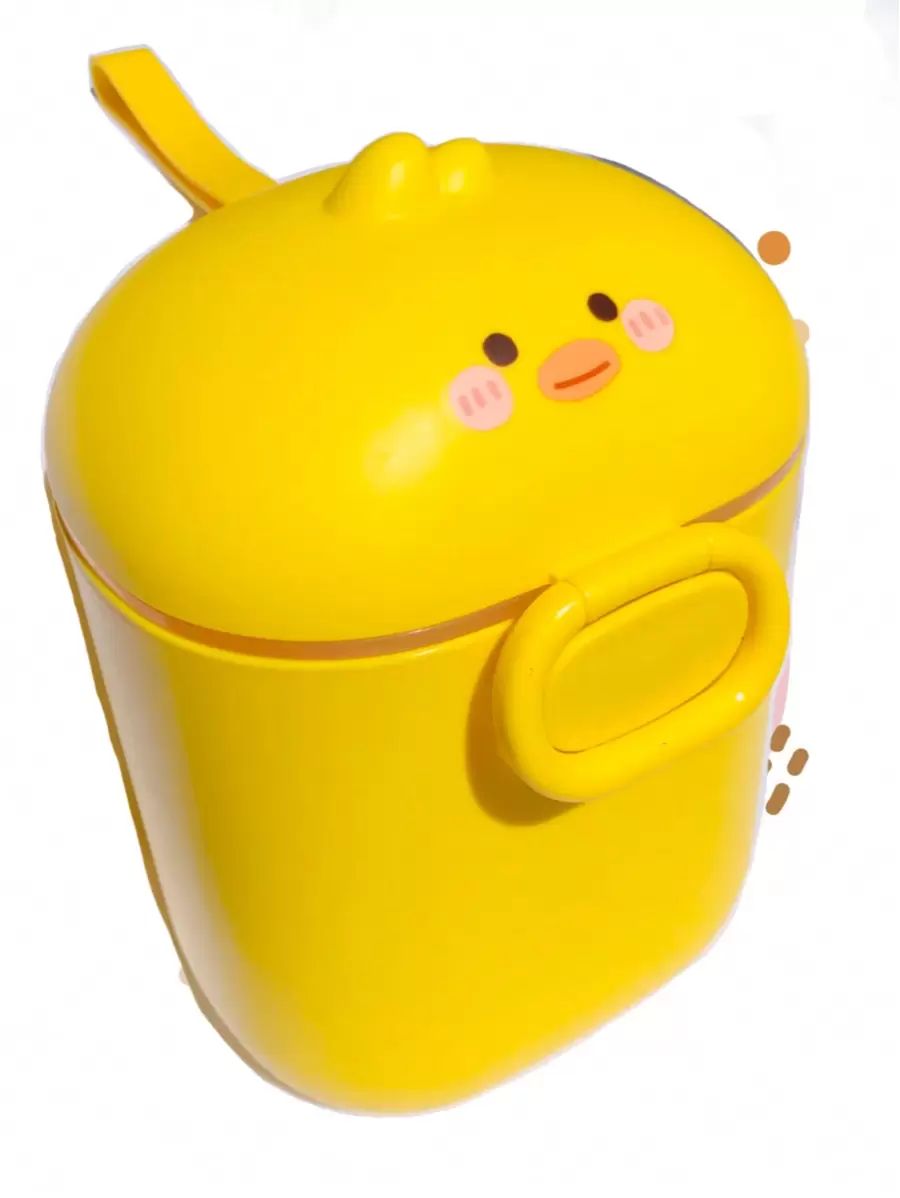 1 contenedor de leche en polvo, harina, azúcar, arroz, alimentos de cocina, con cucharon incluido, con diseño de pato animal, lindo, divertido, comida, cocina - Amarillo - Ver 1