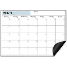 Magnetic Dry Erase Calendar For Refrigerator Starting From Monday - 17x12" Monthly Calendar Whiteboard For Fridge - No Stains Or Ghosts - White Board Planner - 4 Dry Erase Markers And Large Eraser