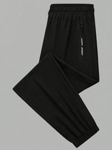 Set da 4 pantaloni della tuta casual, da ragazzo e adolescente, vestibilità morbida, colore unito, in vita elastica, per attività all'aperto in primavera/autunno