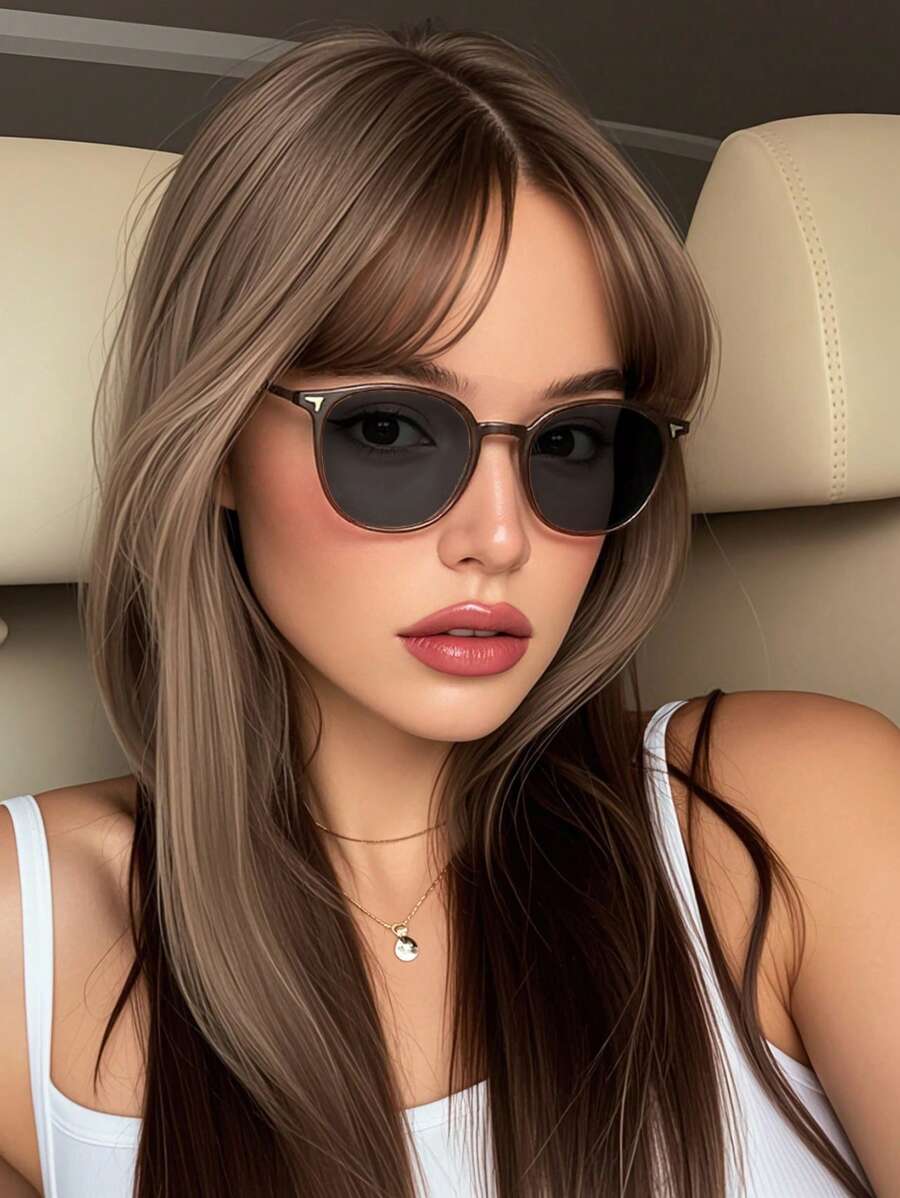 Kính râm đổi màu, Kính thời trang bằng nhựa, Mẫu cổ điển cho kỳ nghỉ du lịch ngoài trời, Chống tia UV, Thích hợp cho máy tính/Đọc sách/Chơi game/TV/Di động, Gọng nhựa tròn, Giảm mỏi mắt, Kính râm thời trang chống ánh sáng xanh Trang phục thanh lịch Gia đình đi chơi Du lịch Kỳ nghỉ Kỳ nghỉ cho Kỳ nghỉ bãi biển mùa hè, Ngoài trời, Du lịch - màu nâu - Xem 1