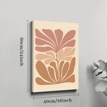 1pc Framed Canvas Poster, Abstract Botanical Warm Tone Wall Art Canvas Paintings, Ideal Gift For Bedroom Living Room Corridor, Wall Art, Room Decoration