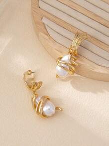 1 par de pendientes colgantes versátiles y elegantes con perlas de estilo francés retro para mujeres