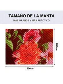 Cobijas Ligera Matrimonial Con Flores, Frazada Súper Suaves y Acogedoras, Patrón a Rayas, Super Suave y Cálida, Para Uso Durante Todas Las Estaciones (200*220 cm) - Rosa Pálido Naranja Real - Ver 7