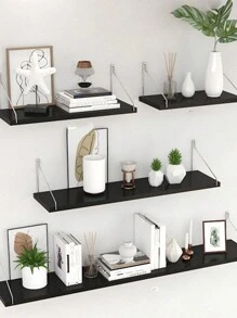 1pc Wall Shelf Rack Hanging Storage Unit No-Drill, Wooden Wall Mount Display Shelves, Bedroom Kitchen Organizer Room Decor