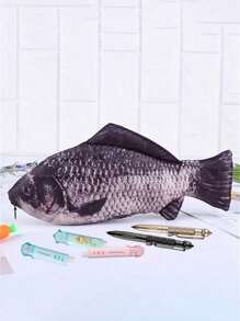 Simulated Crucian Carp Pencil Case, Polyester, Large Capacity Fish-Shaped Portable Stationery Storage Organizer, Ideal For Students - 1pc,Organiser, Pencil Case,Pencils Case,Note Holder,Pencil,Box ,Pencil Holder,Marker Storage,Teacher Desk