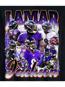 Retro Lamar Tee Jackson Vintage Lover Graphic 90s Design T-Shirt YYQ 180g - 黑色 - 查看 2